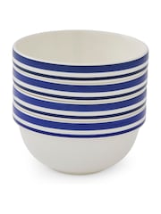 Portmeirion Blue White Potters Stripe 5 Inch Stacking Bowls Set of 4 - Image 6 of 9