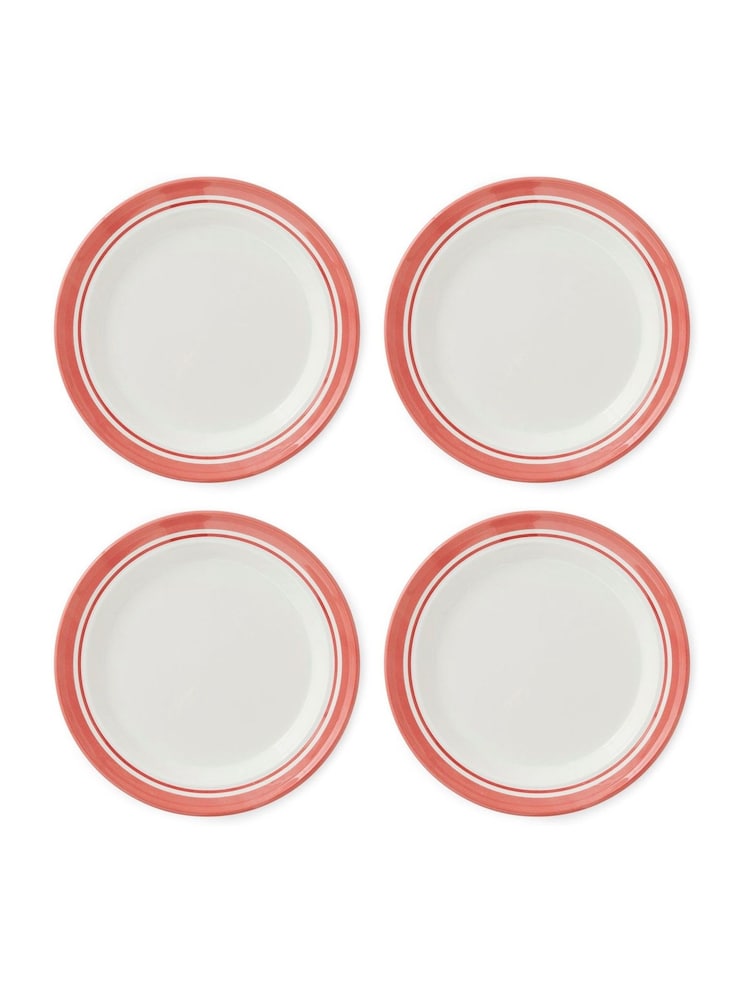 Portmeirion Red Potter's Stripe Set of 4 Dinner Plates - Image 2 of 10