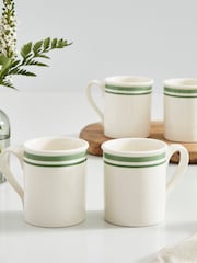 Portmeirion Green Potter's Stripe Set of 4 Breakfast Mugs - Image 1 of 10