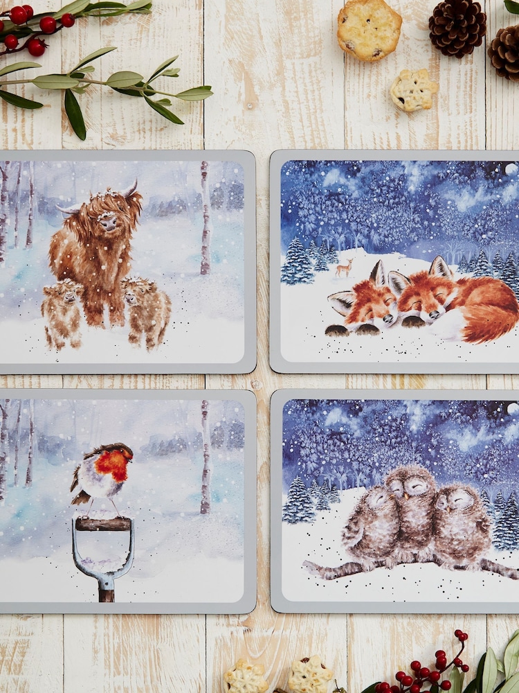 Royal Worcester Set of 4 Multi Wrendale Designs Winter Sky Placemats - Image 1 of 4