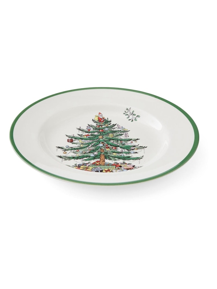 Spode Green Christmas Tree Set of 4 Dinner Plates - Image 2 of 5
