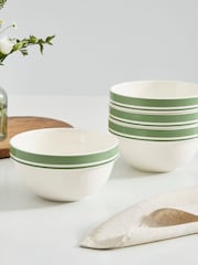 Portmeirion Set of 4 Green Potter's Stripe 7 Inch Stacking Bowls - Image 1 of 9