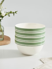 Portmeirion Set of 4 Green Potter's Stripe 7 Inch Stacking Bowls - Image 2 of 9