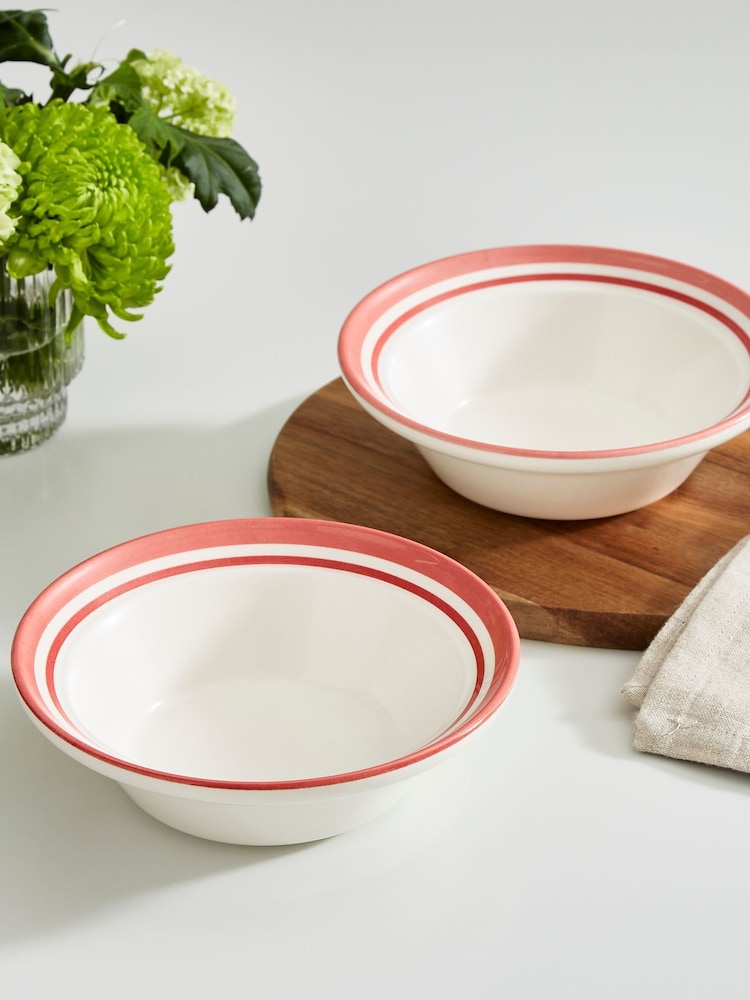 Portmeirion Red Potter's Stripe Set of 4 Oatmeal Bowls - Image 2 of 10