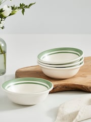 Portmeirion Set of 4 Green Potter's Stripe Oatmeal Bowls - Image 1 of 10