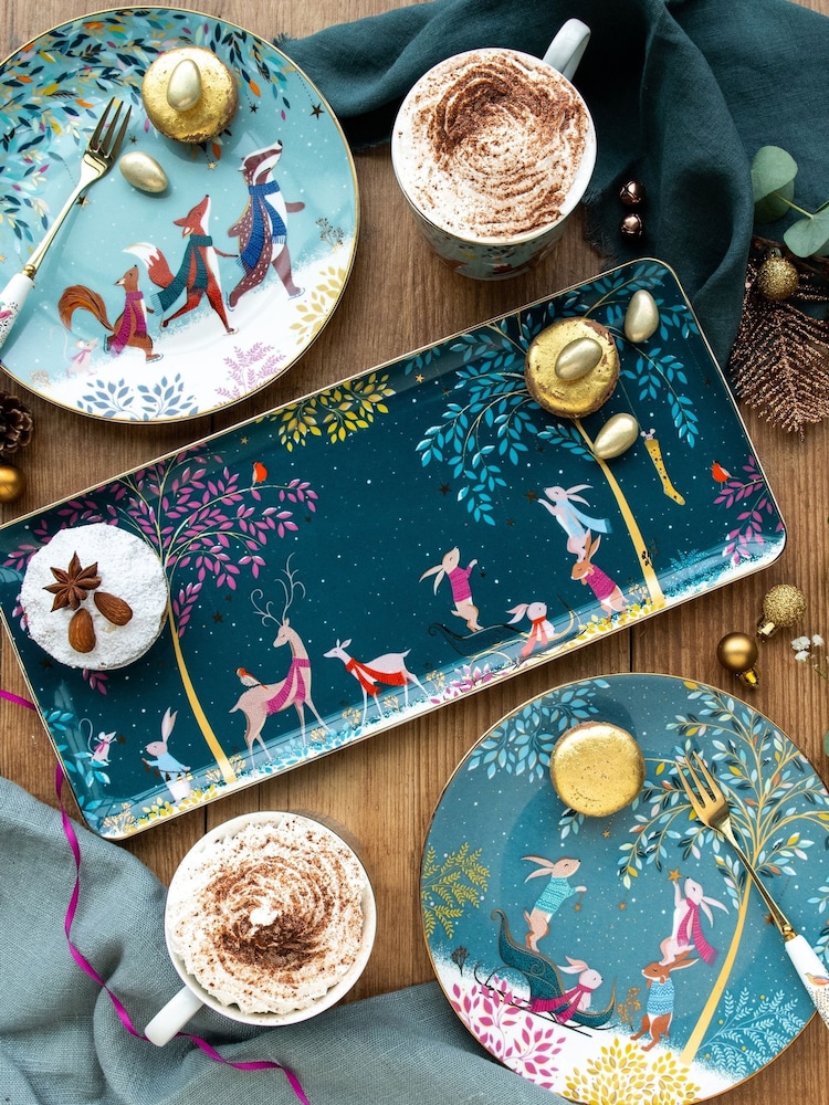 Sara Miller Multi Woodland Tales Deer & Robin Sandwich Trays - Image 2 of 5