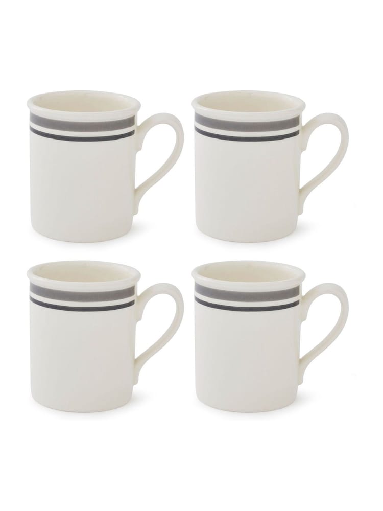 Portmeirion Grey Potter's Stripe Set of 4 Breakfast Mugs - Image 2 of 10 Portmeirion Grey Potter's Stripe Set of 4 Breakfast Mugs - Image 2 of 10