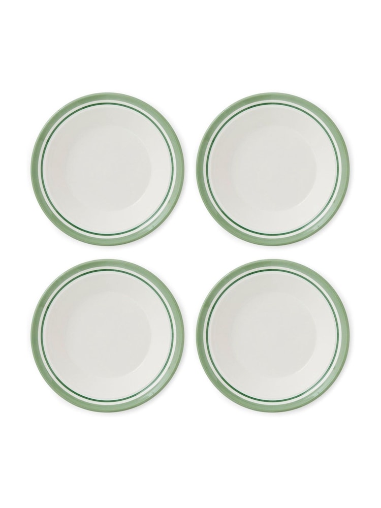 Portmeirion Set of 4 Green Potter's Stripe Soup Plates - Image 2 of 8 Portmeirion Set of 4 Green Potter's Stripe Soup Plates - Image 2 of 8
