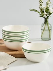 Portmeirion Set of 4 Green Potters Stripe 5.5 Inch Stacking Bowls - Image 1 of 9