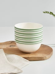 Portmeirion Set of 4 Green Potters Stripe 5.5 Inch Stacking Bowls - Image 2 of 9