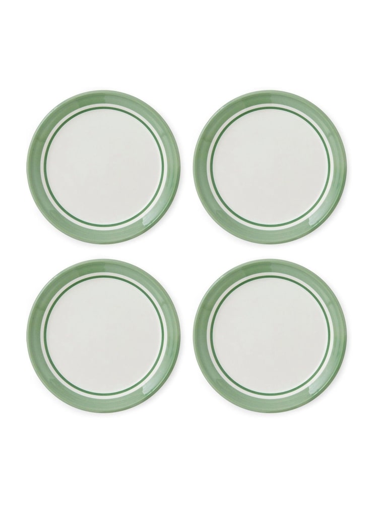 Portmeirion Green Potter's Stripe Set of 4 Bread Plates - Image 1 of 1
