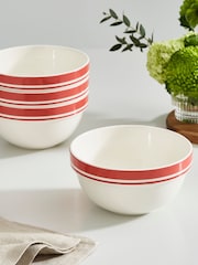 Portmeirion Red Potter's Stripe 7 Inch Stacking Bowls Set of 4 - Image 1 of 9