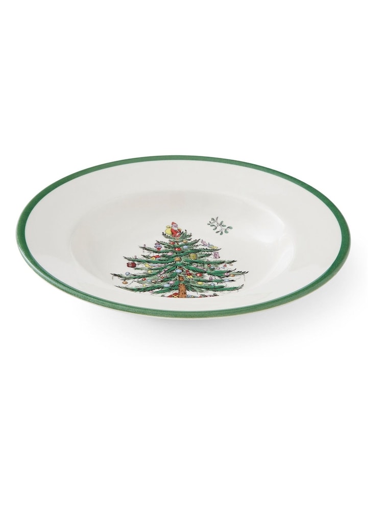 Spode Green Christmas Tree Set of 4 Soup Plates - Image 2 of 8