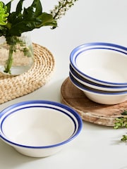 Portmeirion Blue White Potter's Stripe Set of 4 Oatmeal Bowls - Image 12 of 12