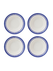 Portmeirion Blue White Potter's Stripe Set of 4 Oatmeal Bowls - Image 2 of 12