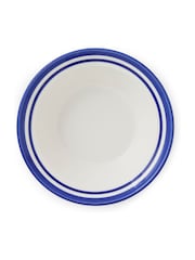 Portmeirion Blue White Potter's Stripe Set of 4 Oatmeal Bowls - Image 4 of 12
