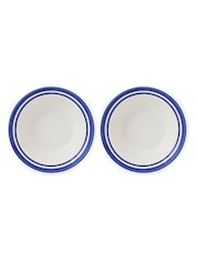 Portmeirion Blue White Potter's Stripe Set of 4 Oatmeal Bowls - Image 5 of 12