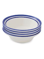 Portmeirion Blue White Potter's Stripe Set of 4 Oatmeal Bowls - Image 6 of 12