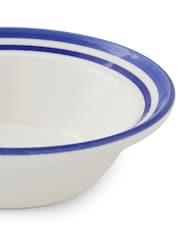 Portmeirion Blue White Potter's Stripe Set of 4 Oatmeal Bowls - Image 7 of 12
