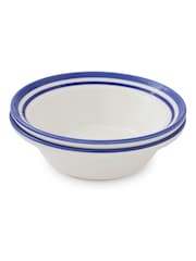 Portmeirion Blue White Potter's Stripe Set of 4 Oatmeal Bowls - Image 9 of 12