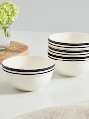 Portmeirion Black Potter's Stripe 5.5 Inch Stacking Bowls set of 4 - Image 1 of 9