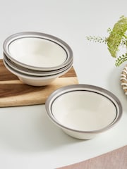 Portmeirion Grey Potters Stripe Set of 4 Oatmeal Bowls - Image 1 of 10
