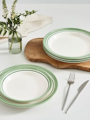 Portmeirion Green Potter's Stripe Set of 4 Dinner Plates - Image 2 of 9