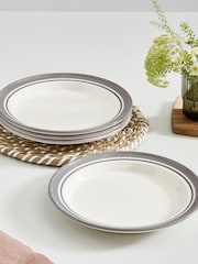 Portmeirion Grey Potter's Stripe Set of 4 Dinner Plates - Image 1 of 10