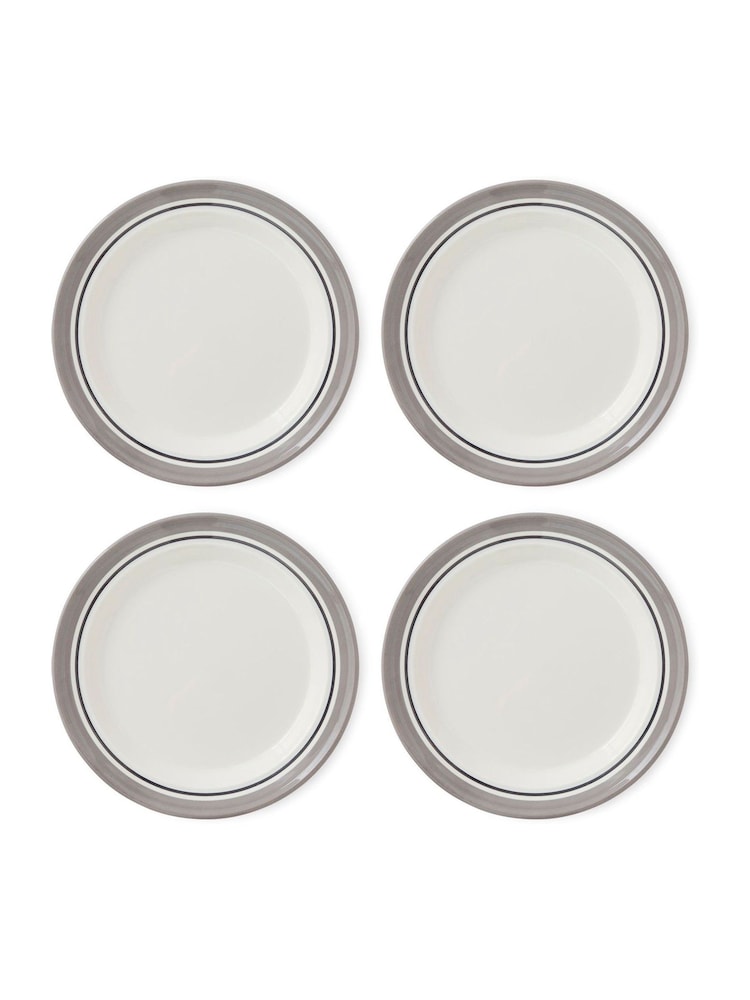 Portmeirion Grey Potter's Stripe Set of 4 Dinner Plates - Image 2 of 10