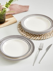 Portmeirion Grey Potter's Stripe Set of 4 Dinner Plates - Image 8 of 10