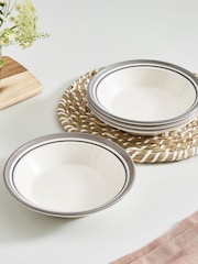 Portmeirion Set of 4 Grey Potter's Stripe Soup Plates - Image 1 of 8