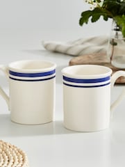Portmeirion Blue White Potter's Stripe Set of 4 Breakfast Mugs - Image 3 of 10