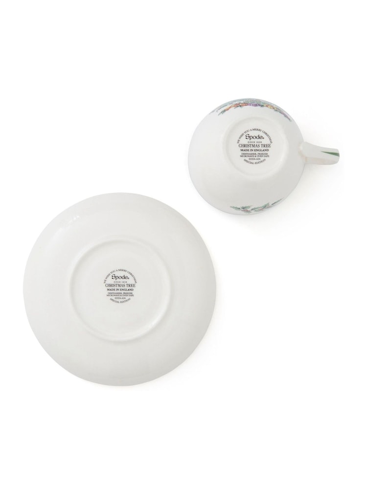 Spode Green Christmas Tree Set of 4 Teacups & Saucer - Image 7 of 7