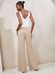 Lipsy Neutral High Waist Wide Leg Tailored Trousers - Image 3 of 4