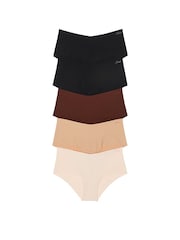 Victoria's Secret PINK Black/Black/Ganache/Praline/Marzipan Cheeky 5 Pack Knickers - Image 1 of 3