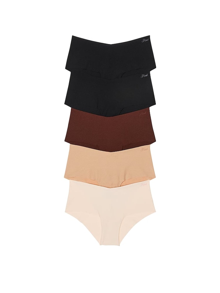 Victoria's Secret PINK Black/Black/Ganache/Praline/Marzipan Cheeky 5 Pack Knickers - Image 1 of 3