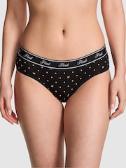 Victoria's Secret PINK Black Dots Hipster Cotton Logo Knickers - Image 1 of 3