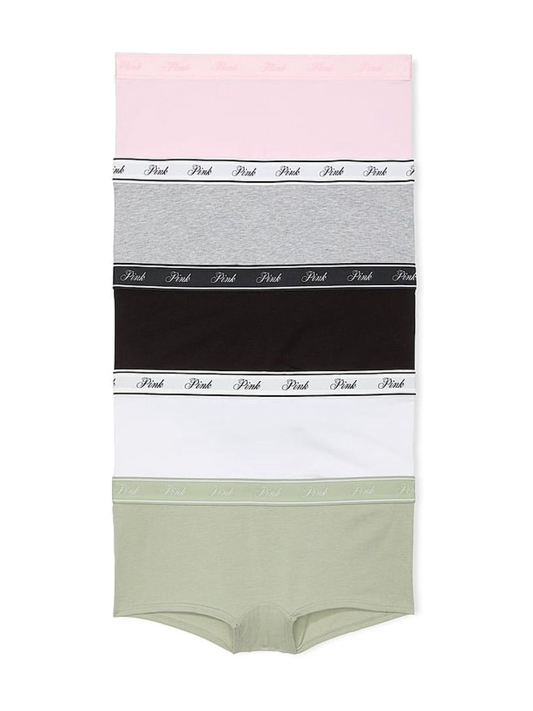 PINK Black/White/Green/Grey/Pink Short 5 Pack Knickers - Image 1 of 3