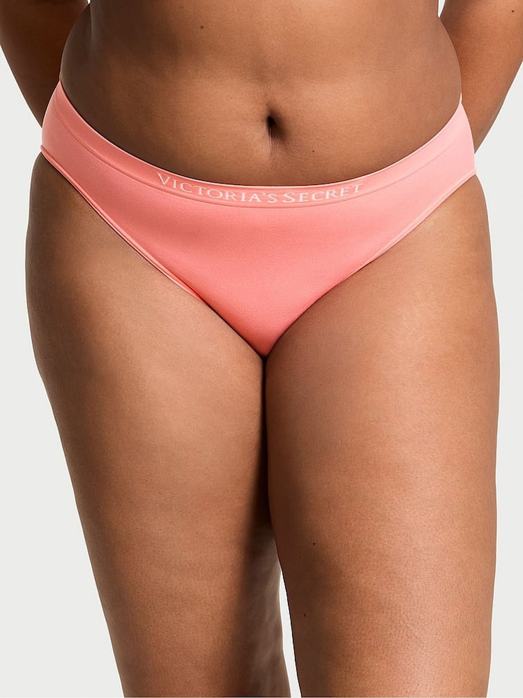 Victoria's Secret Coral Ribbon Orange Bikini Knickers - Image 1 of 3