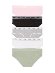 PINK Black/White/Green/Grey/Pink Hipster 5 Pack Knickers - Image 1 of 3