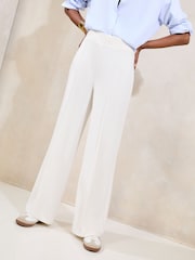 Lipsy White High Waist Wide Leg Tailored Trousers - Image 1 of 4