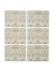 Morris & Co. Set of 6 Green Strawberry Thief Placemats - Image 2 of 5