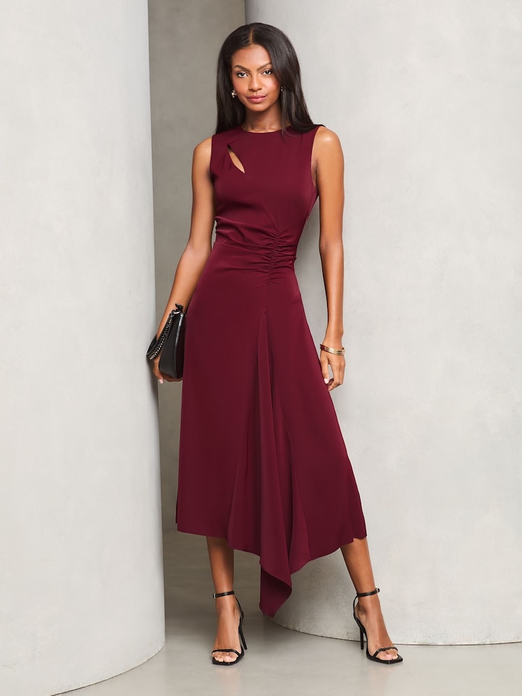 Lipsy, ärmelloses, asymmetrisches Midikleid mit geraffter Vorderseite - Bild 1 von 4