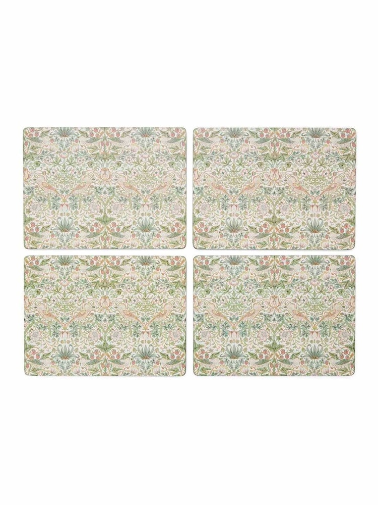 Morris & Co. Set of 4 Green Strawberry Thief Large Placemats - Image 2 of 5