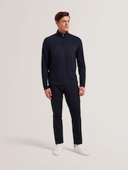 Ted Baker Blue Simonea Long Sleeve Regular Contrast Panel Half Zip Jumper - Image 3 of 6