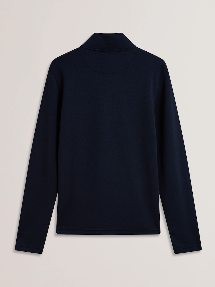 Ted Baker Blue Simonea Long Sleeve Regular Contrast Panel Half Zip Jumper - Image 6 of 6