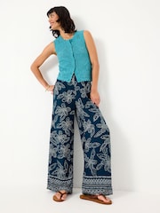 FatFace Zelda Navy Wide Leg Trousers - Image 1 of 10