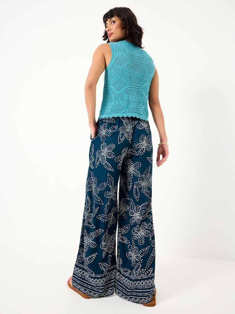 FatFace Zelda Navy Wide Leg Trousers - Image 2 of 10