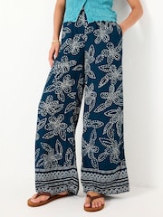 FatFace Zelda Navy Wide Leg Trousers - Image 4 of 10