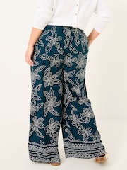 FatFace Zelda Navy Wide Leg Trousers - Image 8 of 10